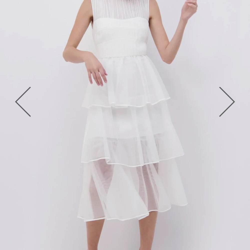 Size 8 Jonathan Simkhai BENTON TULLE PLISSE MIDI DRESS